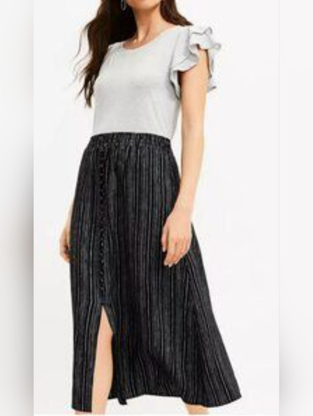 Loft Black and White Striped Linen Blend Maxi Skirt | Xxsmall